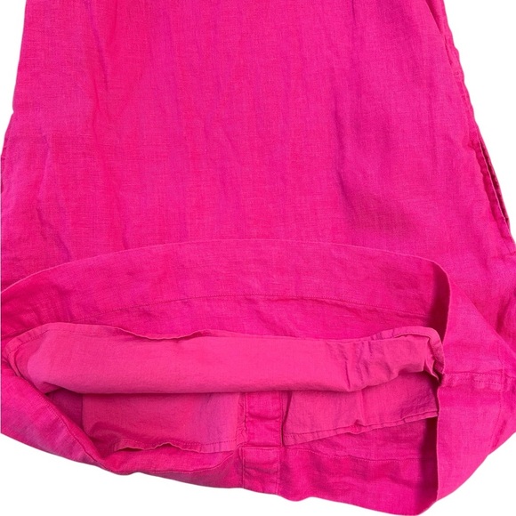 J. CREW Womens Button Back Shift Dress Beauchamps Linen Neon Flamingo Pink Sz XS - Picture 5 of 7